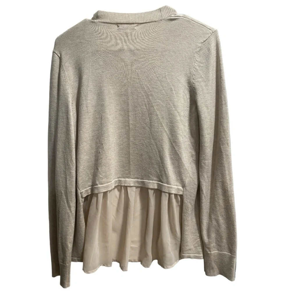 Maurices‎ Open Front Peplum Cardigan, Beige, Size Small